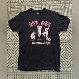 47 Blue Boston Red Sox 'Win. Dance. Repeat.' Graphic Tee Shirt S Cotton VGUC